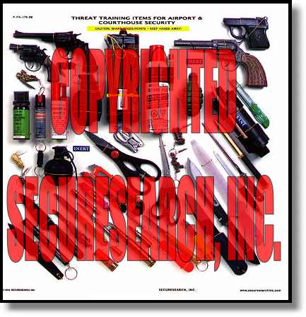 Security Poster: Threat Training Items for Airport and Courthouse Security